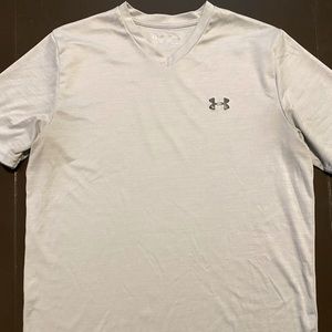 Under Armour UA Velocity V-Neck shirt, very light grey almost white, large